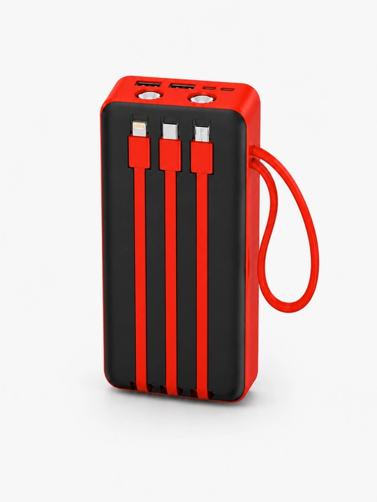 LC-2 Power Bank 30000mAh – Быстрая зарядка с 3 встроенными кабелями и LED фонариком