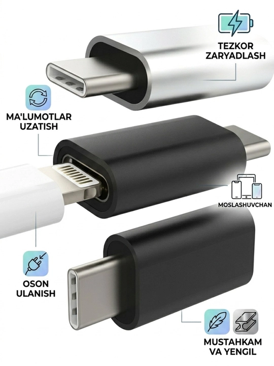 USB-C HUB, USB 3.0, USB-C, HDMI, SD va MicroSD portlari bilan ko‘p funksiyali adapter