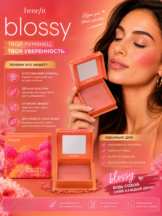 Benefit Warm Apricot Blush iliq o‘rik rangidagi ipakdek qizillik