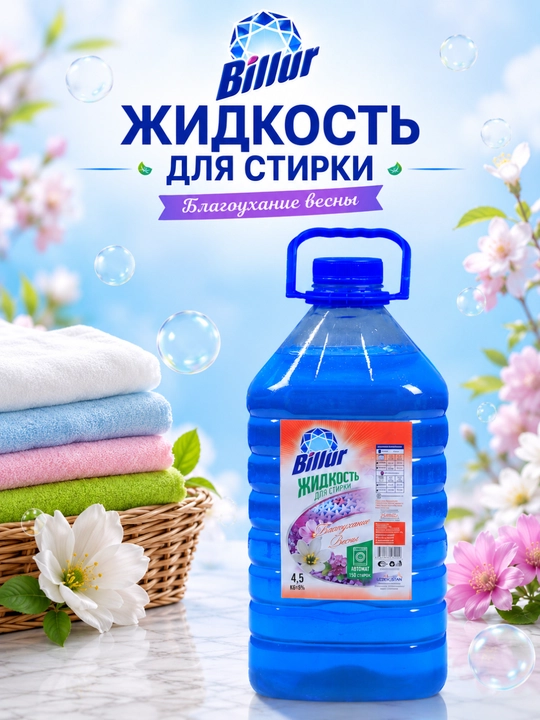 Billur Жидкость для стирки 4.5 л — средство для стирки белья, удаление пятен свежий аромат