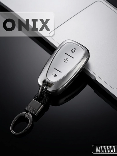 Чехол для автомобильного ключа Onix – с кожаным ремешком и защитой пульта TPU — MCARGO-ONIXZVUK-СЕРЕБРН