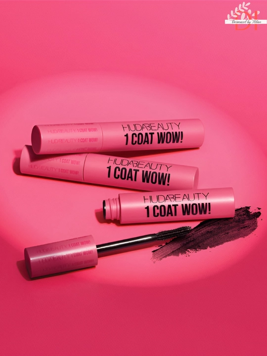 Ultra hajm va uzunlik beruvchi Huda Beauty 1 Coat WOW mascara extra qora rangli tush