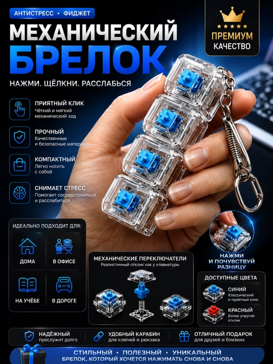 Антистресс, брелок для ключей, гаджет для концентрации внимания - 