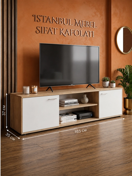 TV-tumba CASTIL, mehmonxona uchun televizor tagligi, 165x37x35 sm - 