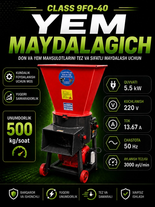Oxur, don maydalagich, hayvonlar uchun ozuqa tayyorlash uskunalari - 