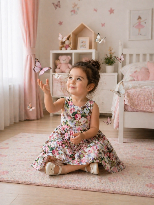Летнее платье для девочек цветочный принт лёгкое 2-6 лет