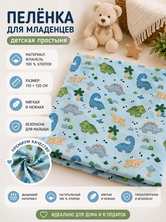 Пелёнки для новорождённых, детские пеленки, детский плед, фланель, хлопок, 110 × 120 см