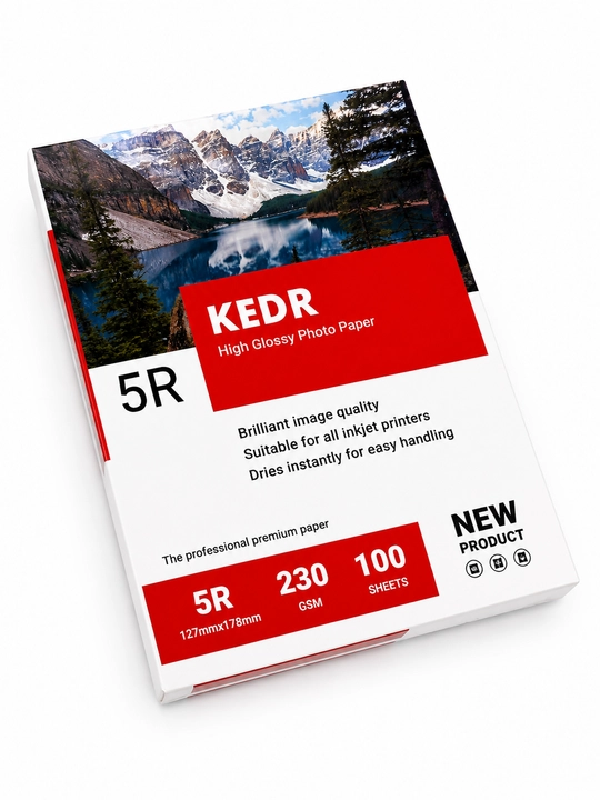Фотобумага KEDR 5R глянцевая 230 GSM 100 листов — фотобумага для цветного принтера, 127x178 мм