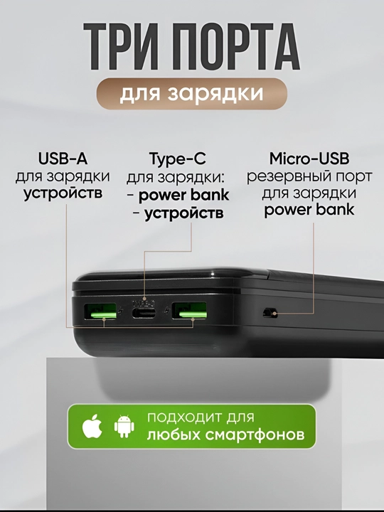 Tez zaryadlanadigan telefon uchun tashqi batareya 22.5w 20000-10000mAh