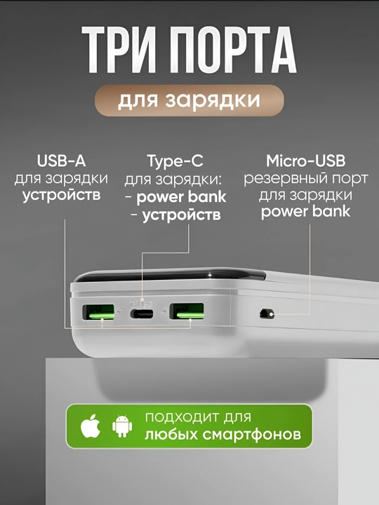 Внешний аккумулятор для телефона с быстрой зарядкой 22.5w 20000-10000mAh