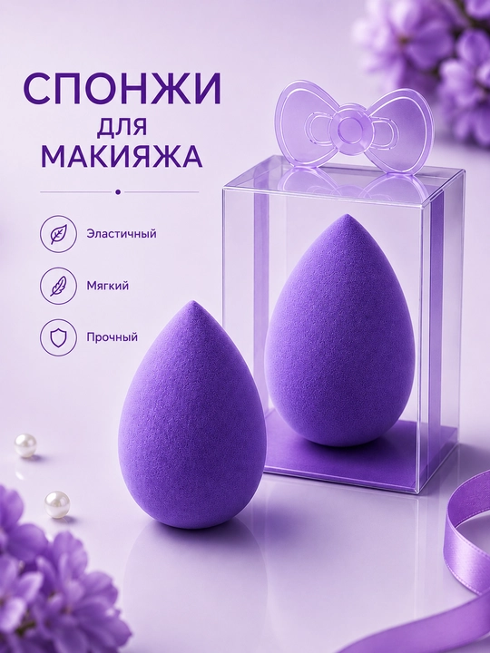 Губки для макияжа, мягкие косметические губки, для нанесения тонального крема и консилера - 