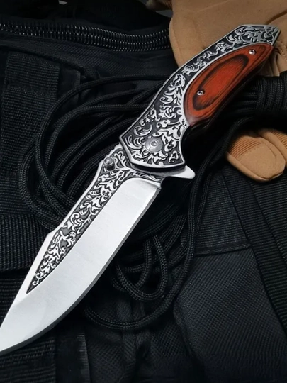 Buklanadigan universal pichoq, zanglamaydigan po'lat, ixcham, pichoq-spinner sayyohlik