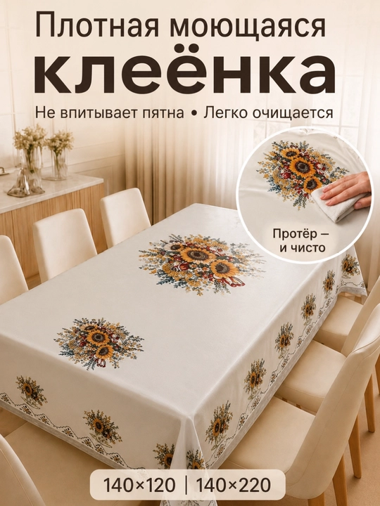 Oshxona uchun kleyonka dasturxon, gul naqshli, silliq, yuviladigan mustahkam va yorilmaydi - 