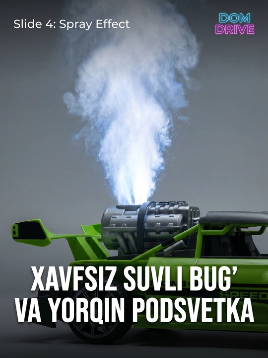 Bug‘ va yoritgichli radio boshqariladigan mashina, tezligi 15 km gacha, akkumulyatorli