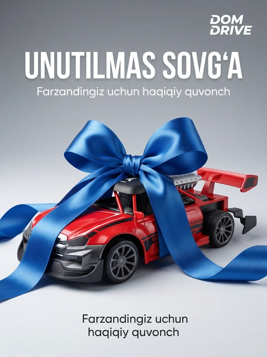 Bug‘ va yoritgichli radio boshqariladigan mashina, tezligi 15 km gacha, akkumulyatorli