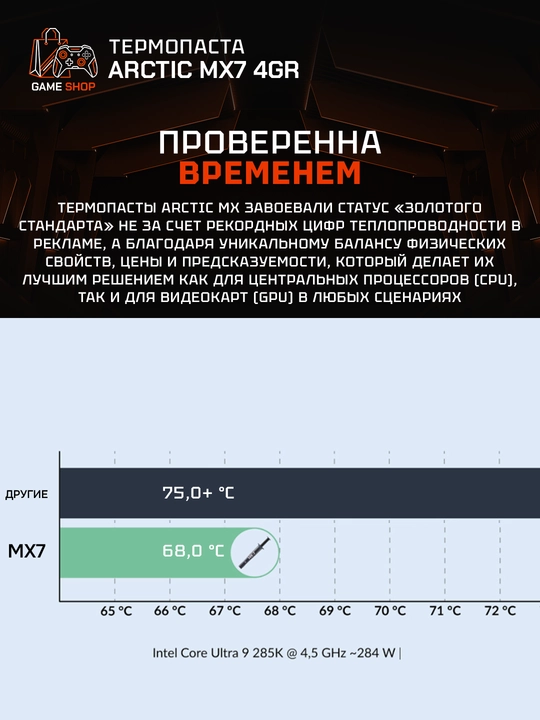 Термопаста Arctic MX-7 4гр, высокая теплопроводность - ACTCP00090A