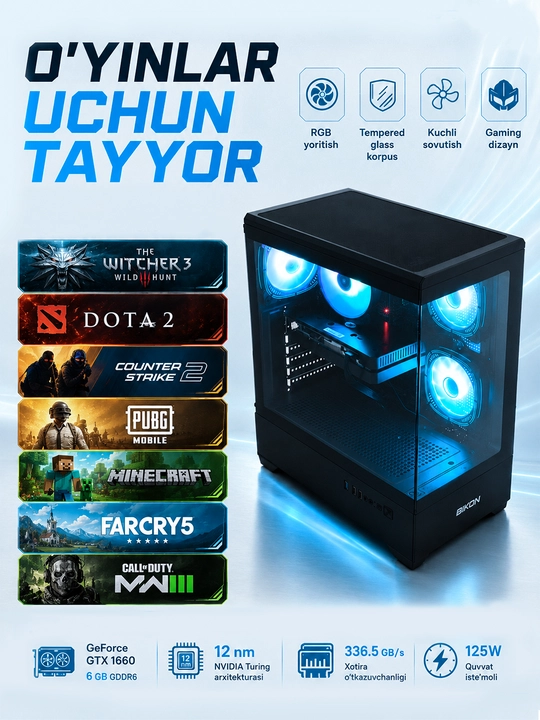 Gaming PC i5-12400F RX580/GTX1660/RTX3050 16GB RAM SSD 256 / 512GB – 1TB