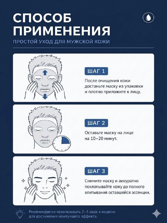 Мужская очищающая и увлажняющая тканевая маска CINDYNAL