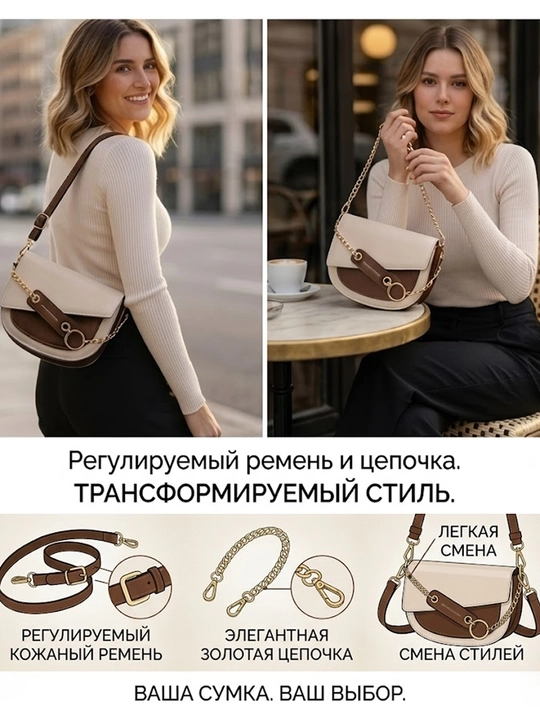 Сумка через плечо, кросс-боди женская с цепочкой, клапан, эко-кожа