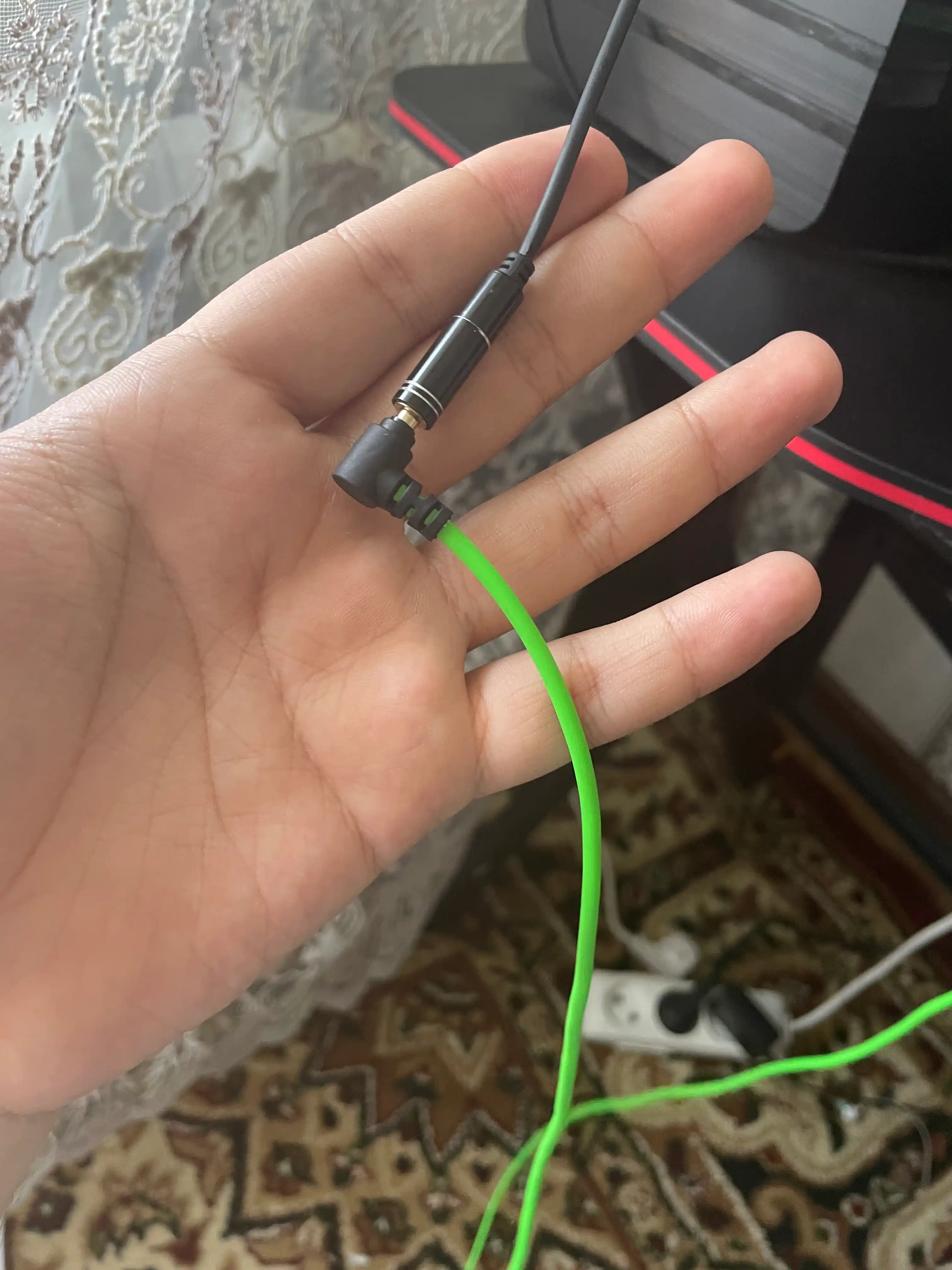 Кабель разветвитель аудио стерео сигнала, микрофон 3.5 мм F 4pin - 2х3.5 мм M 3pin 0.2 м