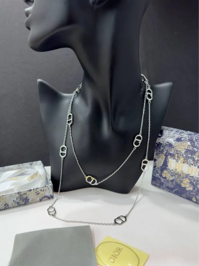 Женская длинная серебряная цепочка в стиле Gucci и Hermes, модное украшение в подарок — ELITE12-TILLA-СЕРЕБРН