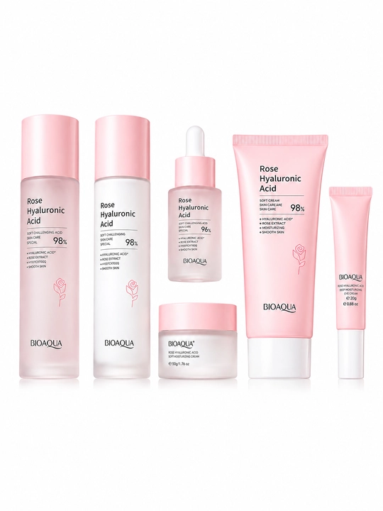 BIOAQUA Rose Hyaluronic Acid yuz parvarishi to‘plami, 6 dona - 