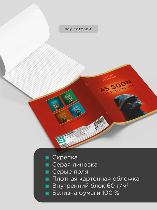 Daftarlar to‘plami A5, 48 varaq, 5 dona, katakli, maktab va talabalar uchun Rossiya