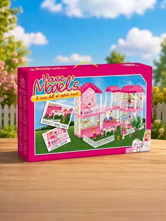 Qizlar uchun katta oʻyinchoq uycha doll house premium villa mebel bilan