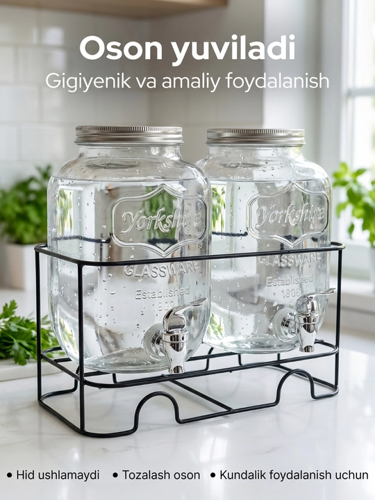 Dispenser idish, kranli shisha grafin sovuq ichimliklar uchun ideal,sovg‘a qadog‘ida