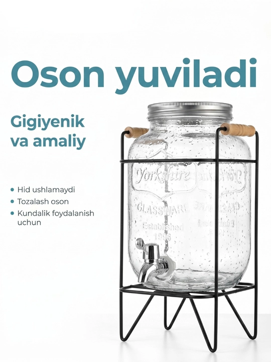 Dispenser idish, kranli shisha grafin sovuq ichimliklar uchun ideal,sovg‘a qadog‘ida
