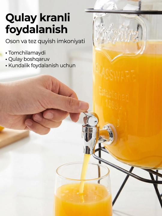 Dispenser idish, kranli shisha grafin sovuq ichimliklar uchun ideal,sovg‘a qadog‘ida