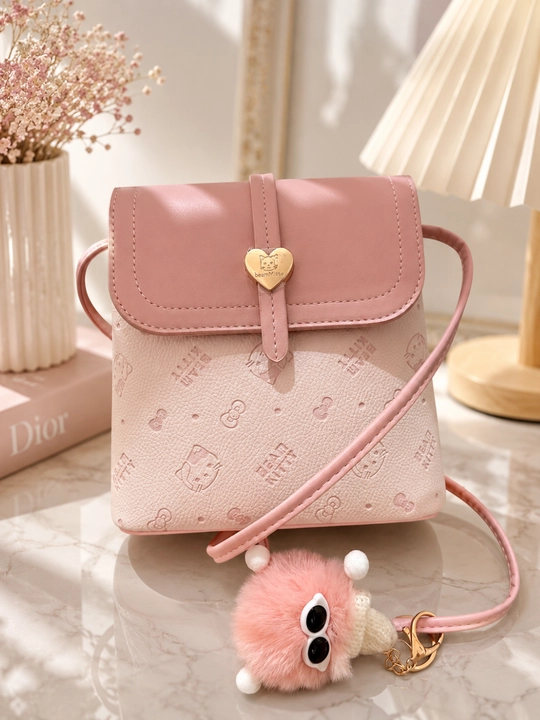 Qizlar uchun elegant pushti mini sumka, korean style crossbody bag - 