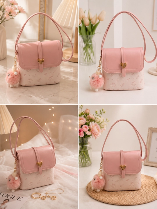 Qizlar uchun elegant pushti mini sumka, korean style crossbody bag