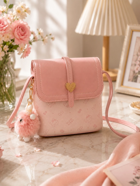 Qizlar uchun elegant pushti mini sumka, korean style crossbody bag