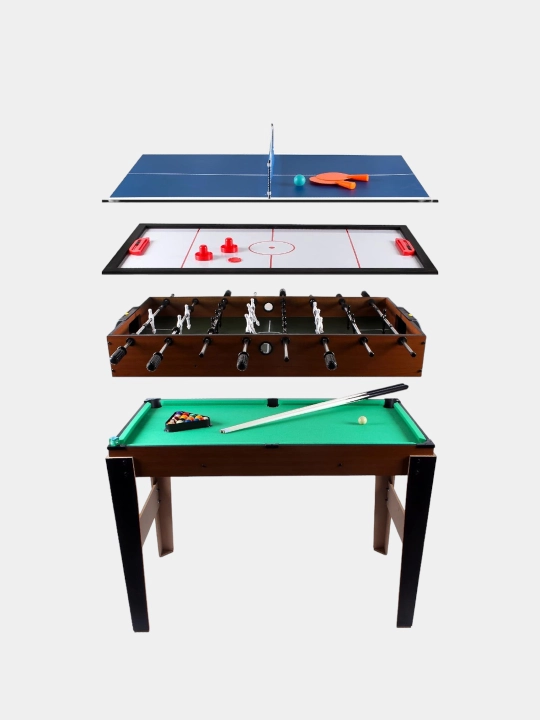 Stol futboli 4 in 1, bilyard xokkey tennis, bolalar uchun o'yin stoli 6+