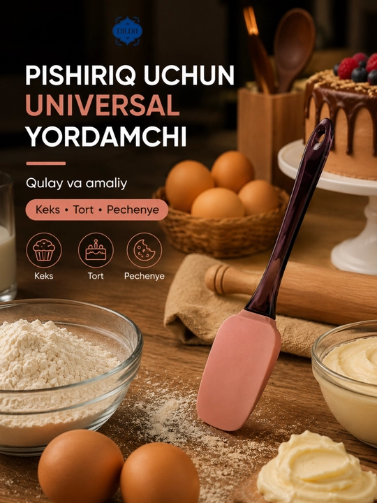 Silikon spatula, krem va xamir uchun lopatka, issiqqa chidamli oshxona kurakchasi