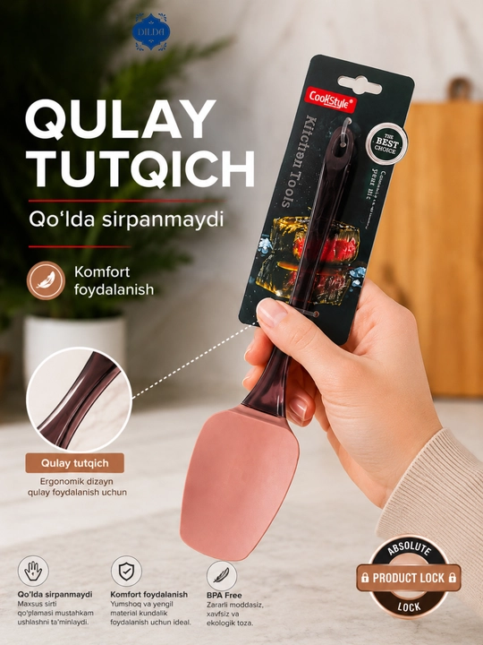 Silikon spatula, krem va xamir uchun lopatka, issiqqa chidamli oshxona kurakchasi