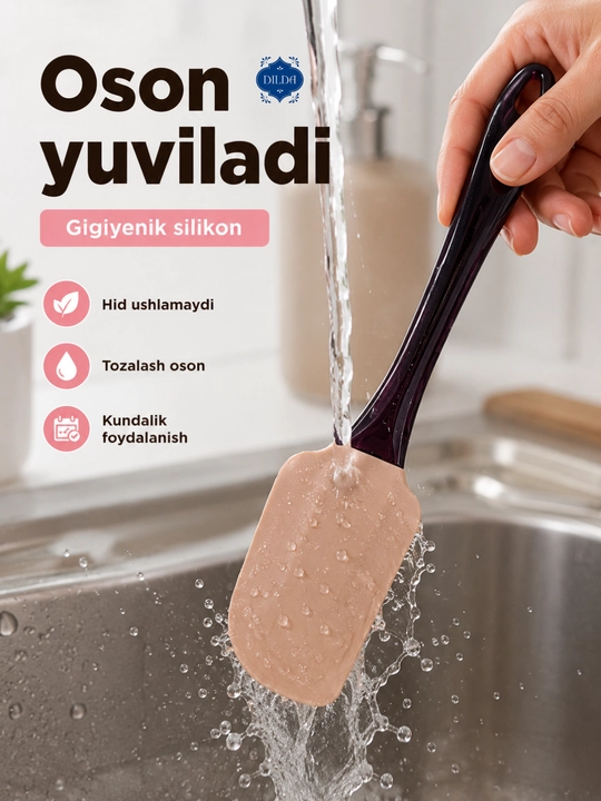 Silikon spatula, krem va xamir uchun lopatka, issiqqa chidamli oshxona kurakchasi