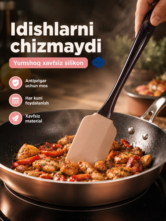 Silikon spatula, krem va xamir uchun lopatka, issiqqa chidamli oshxona kurakchasi