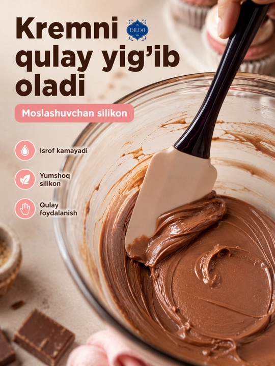 Silikon spatula, krem va xamir uchun lopatka, issiqqa chidamli oshxona kurakchasi