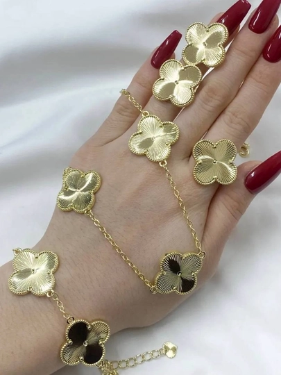Набор украшений VAN CLEEF: кольцо, серьги, цепочка и браслет. — AURELIS-YSLZANJ-ЗОЛОТ