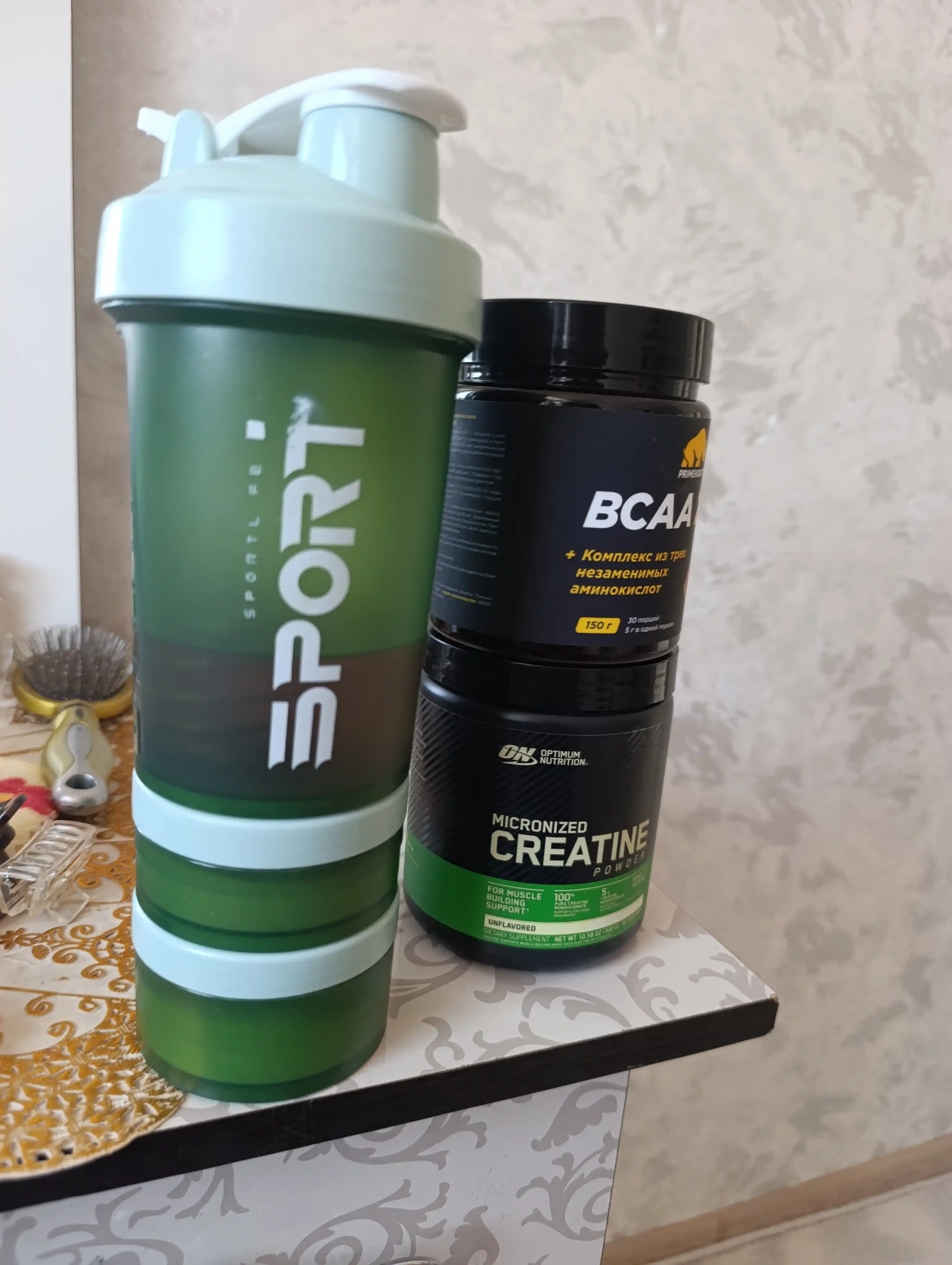 Sport uchun shayker butilka, spiral va protein uchun idishi bilan, 450 ml