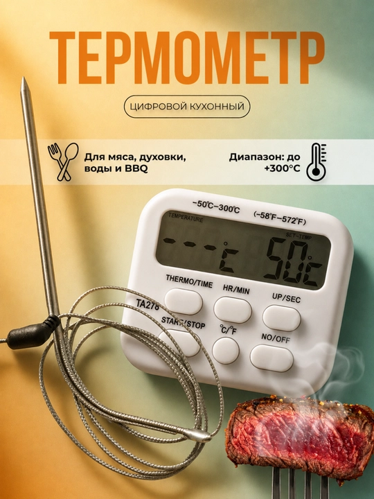 Термометр электронный кухонный для приготовления мяса - 