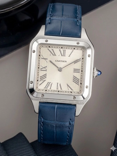 Мужские наручные часы Cartier с кожаным ремешком подойдут к любому стилю — WATCH11-72W0022-СИНИЙ