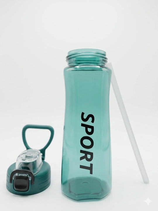 SPORT sport shishasi, 600 ml - shaffof/firuza rangli, naychali va germetik qopqoqli