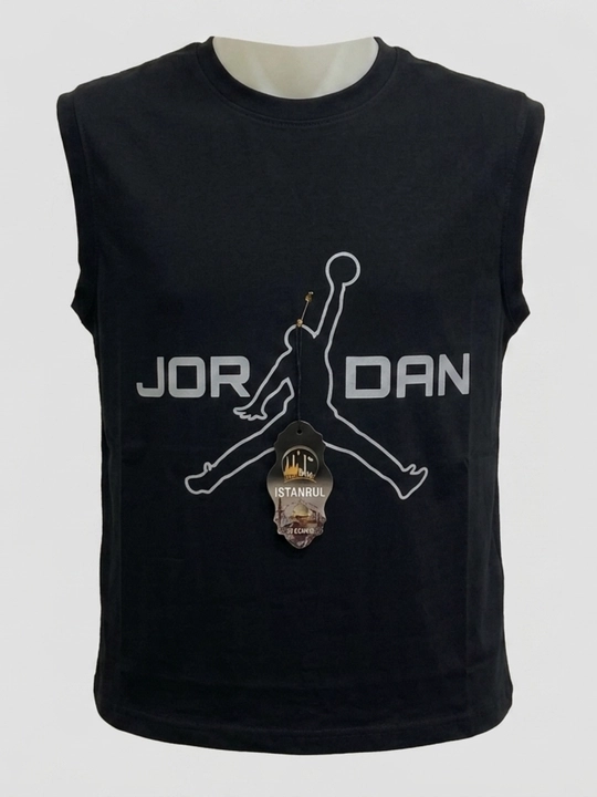 Майка Air Jordan 23 erkaklar uchun qora oq, paxta turk matoli sport futbolka - 