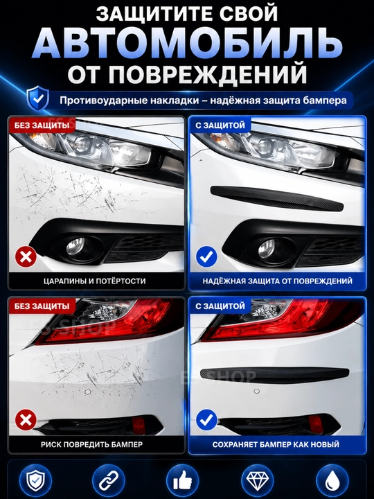 Защита бампера от царапин, гибкая защитная накладка