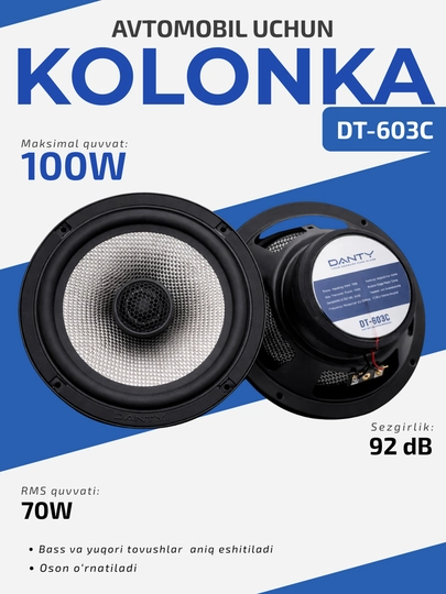 Автомобильная колонка DANTY DT-603C 100W, автомобильный динамик — CARWAVE-DANTY603