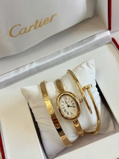Набор в стиле Cartier из нержавеющей стали — MZNJWL-BILAGUZUKK-ГОРЧИЧ-18