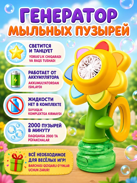 Quyosh guli sovun pufagi generatori
